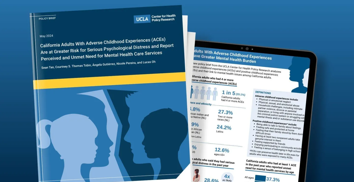 Images shows the policy brief cover with silhouettes of a woman, girl, man, and boy, plus an image of infographic