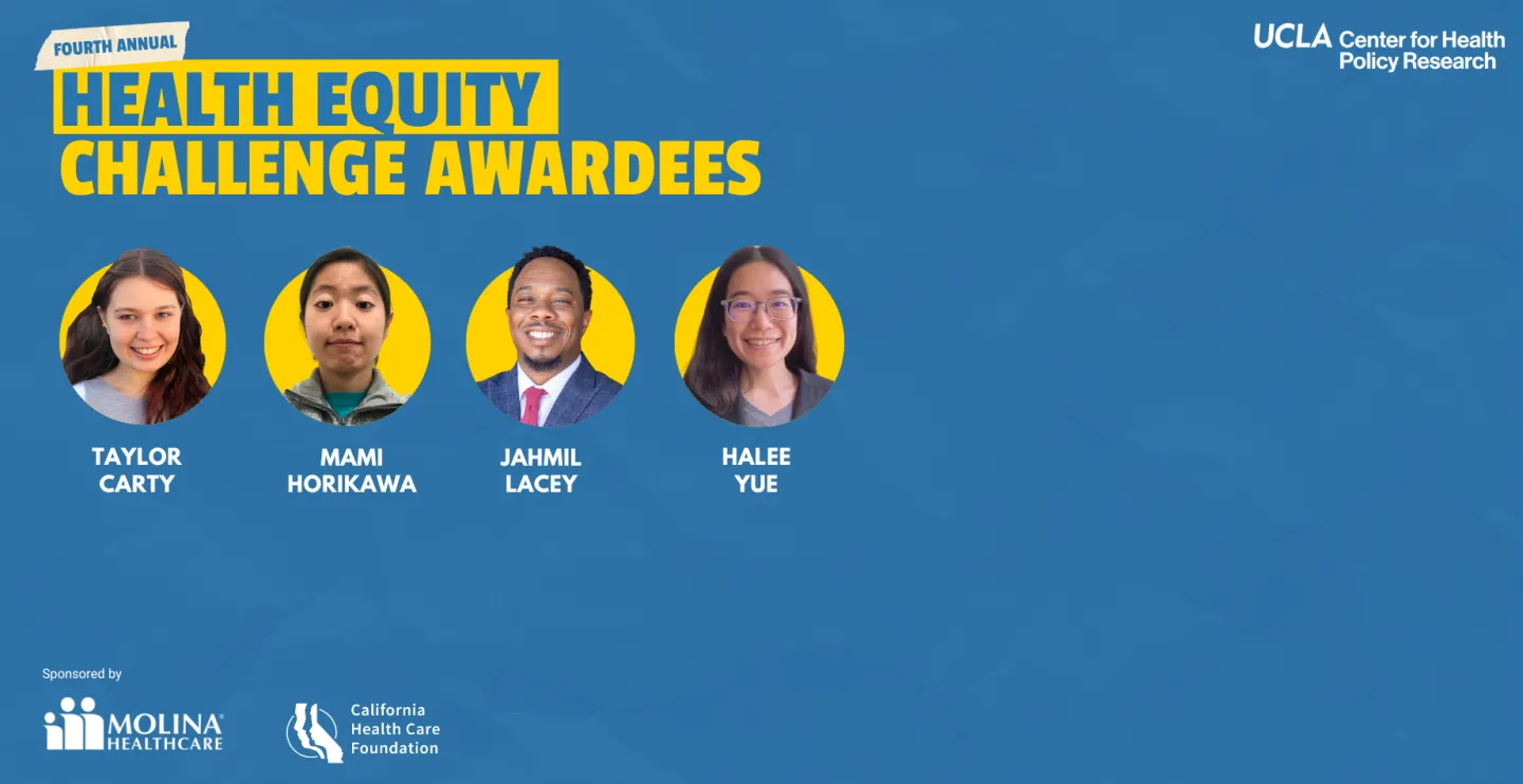 4 winners of the fourth annual health equity challenge with photos and names