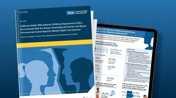 Images shows the policy brief cover with silhouettes of a woman, girl, man, and boy, plus an image of infographic